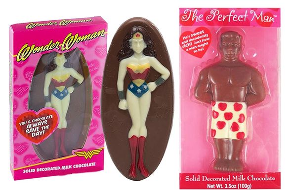 Valentinsdag chokolade Wonder Woman og chokolademand som bedste vengaver