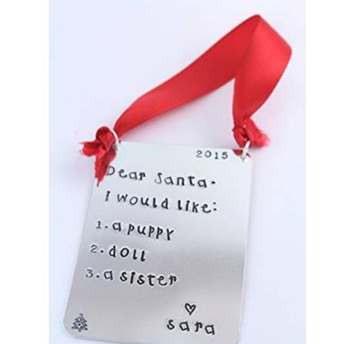 Adorno de árbol de Navidad Dear Santa - Regalo personalizado personalizado - Relleno de calcetines