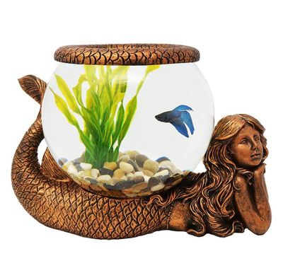 Bronze mermaid fishbowl