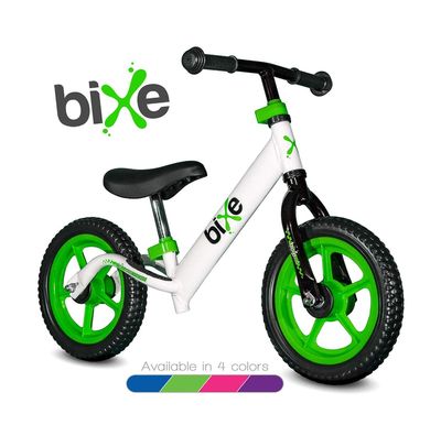 bicicleta de equilibrio verde y blanco