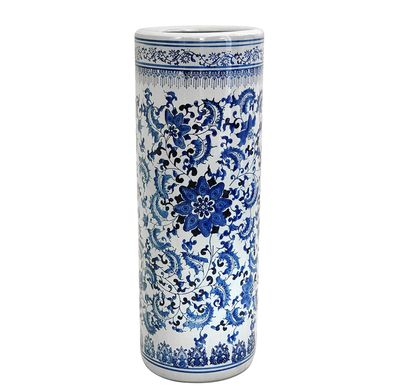 paragüero de porcelana azul y blanca